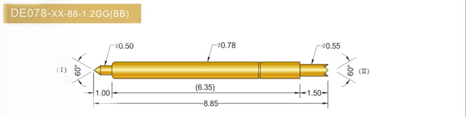 078雙頭探針尺寸、BGA雙頭頂針、雙向可動探針、帶彈簧頂針、測試探針